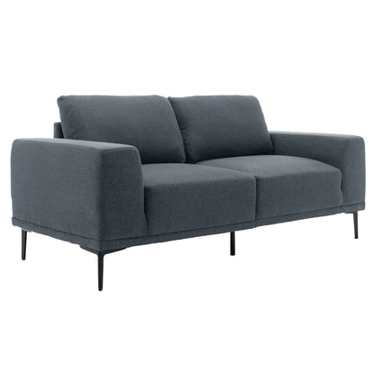 Canapé causeuse en tissu de 74,8 po avec coussins amovibles, pieds en métal et accoudoirs carrés contemporains