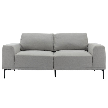 Canapé causeuse en tissu de 74,8 po avec coussins amovibles, pieds en métal et accoudoirs carrés contemporains