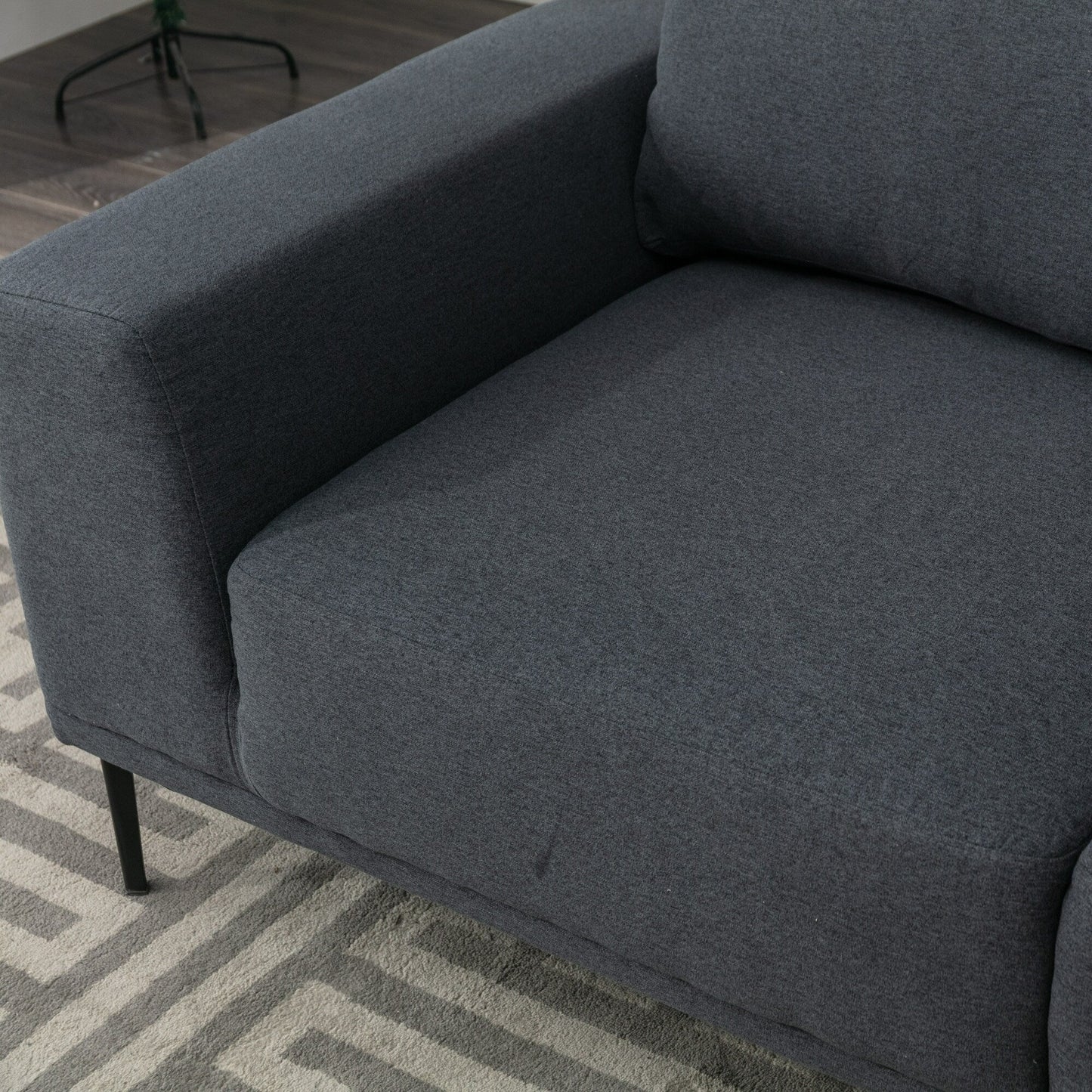 Canapé causeuse en tissu de 74,8 po avec coussins amovibles, pieds en métal et accoudoirs carrés contemporains