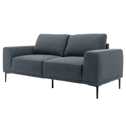 Canapé causeuse en tissu de 74,8 po avec coussins amovibles, pieds en métal et accoudoirs carrés contemporains