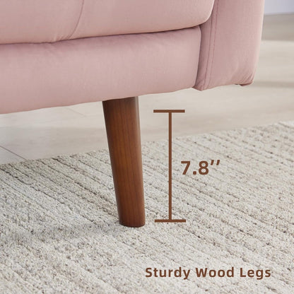 Canapé en tissu 74'' avec poches de rangement et pieds en bois massif