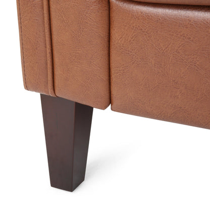 Canapé 3 places capitonné en similicuir 75,5 avec pieds en bois de bouleau pour le salon