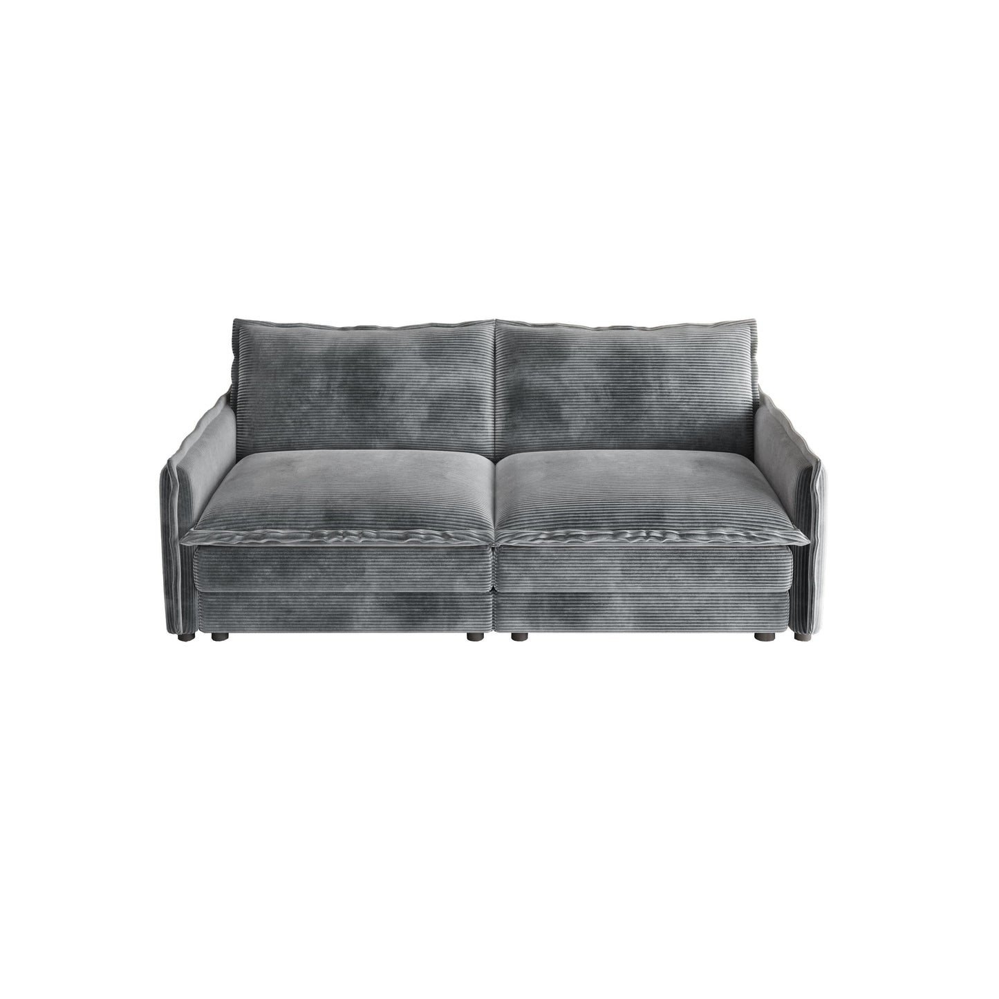 Canapé 2 places en velours côtelé 75, assise profonde avec canapé et 2 coussins pour le salon