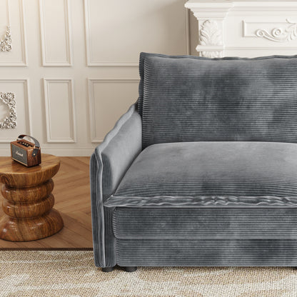 Canapé 2 places en velours côtelé 75, assise profonde avec canapé et 2 coussins pour le salon