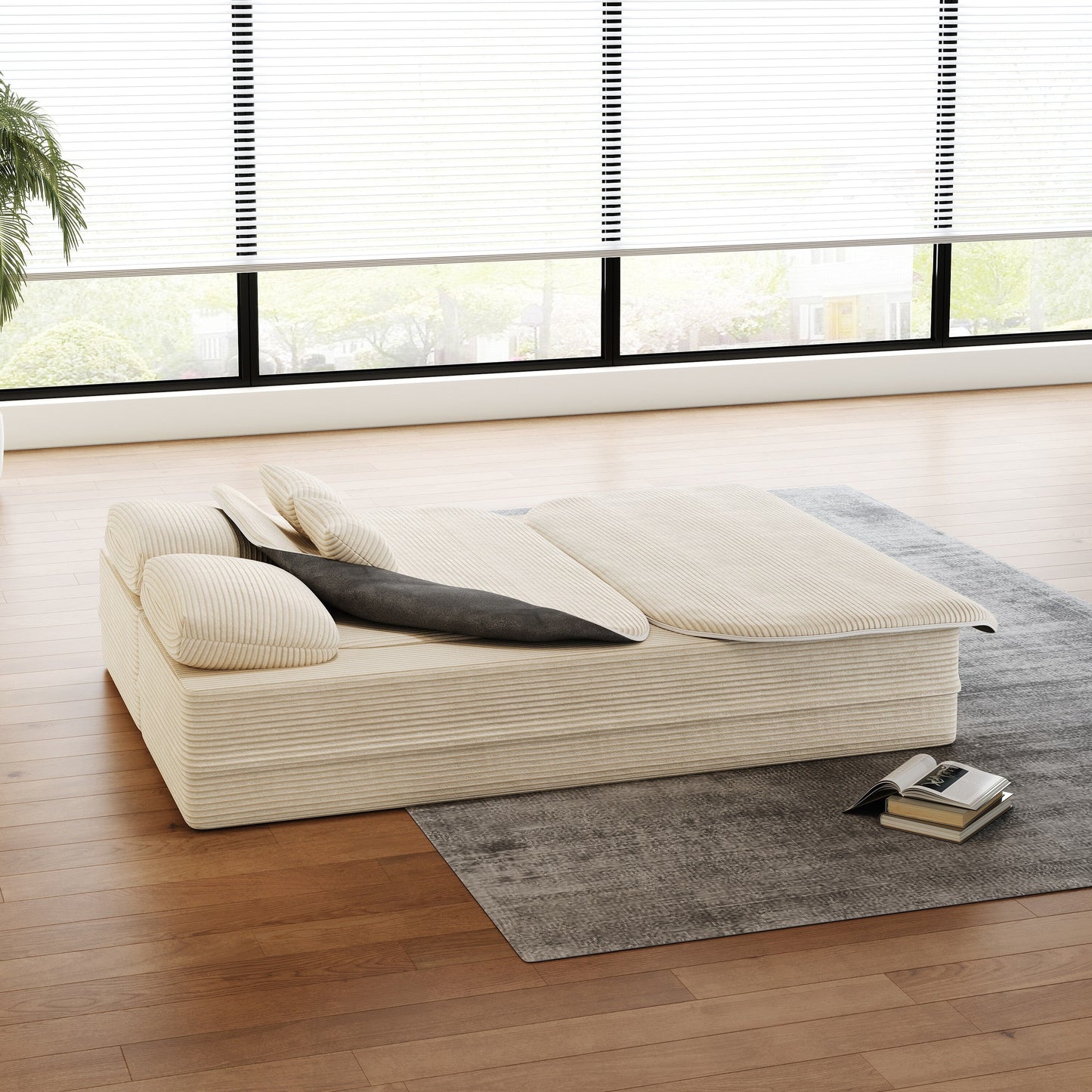 Canapé-lit convertible de 75 pouces avec couverture, canapé de sol, canapé de salon pour salon