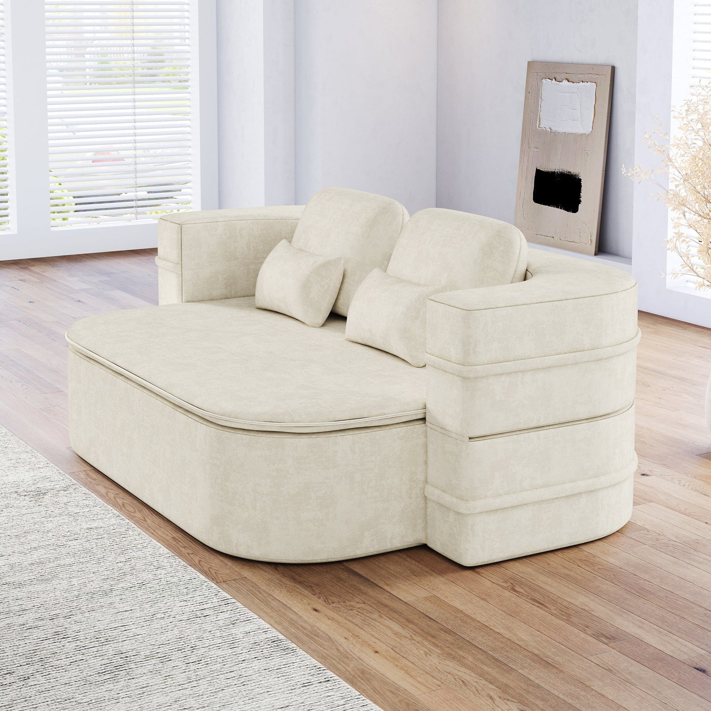 Canapé-lit convertible de 75 pouces avec couverture, canapé de sol, canapé de salon pour salon