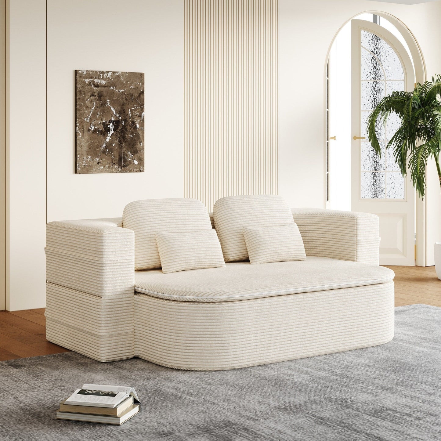 Canapé-lit convertible pliable 2 en 1 de 75 pouces en mousse avec couverture multifonctionnelle