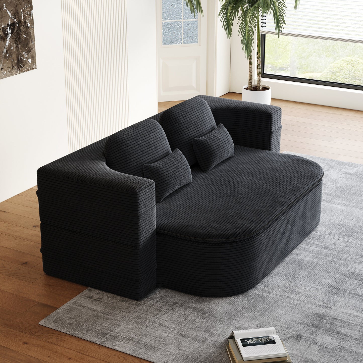 Canapé-lit pliable 2 en 1 de 75 pouces, convertible en mousse avec couverture multifonctionnelle, canapé-lit de sol