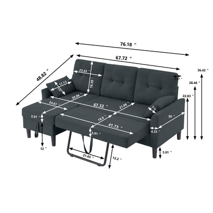 Canapé-lit gigogne rembourré 76,18 avec méridienne de rangement