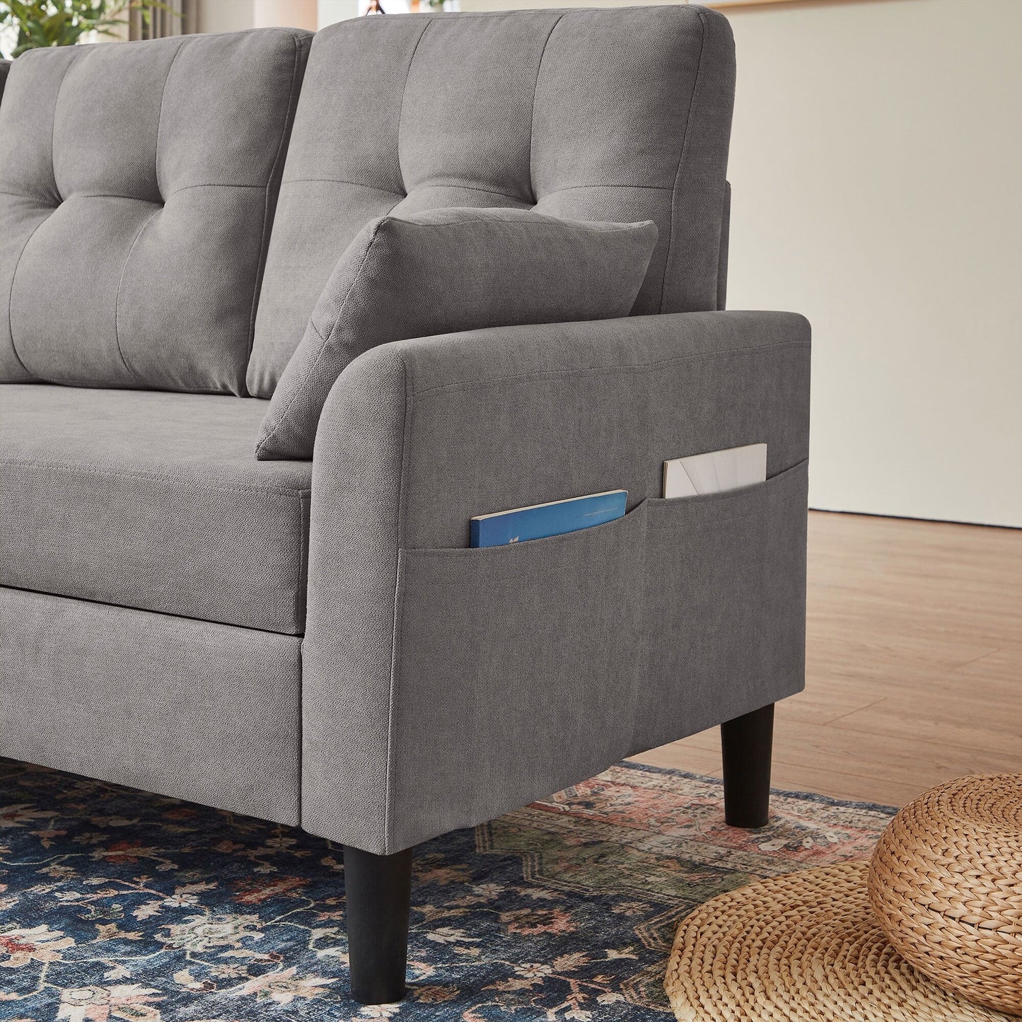 Canapé-lit gigogne rembourré 76,18 avec méridienne de rangement