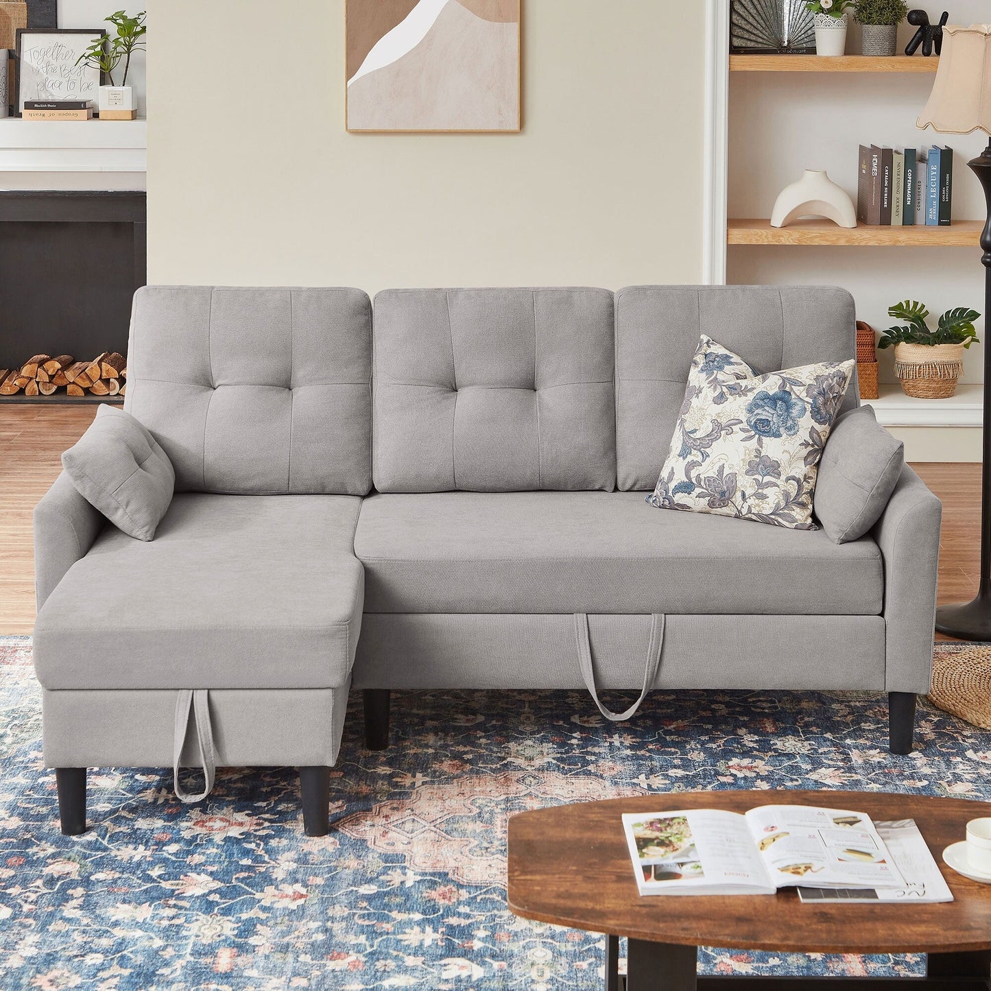 Canapé-lit gigogne rembourré 76,18 avec méridienne de rangement