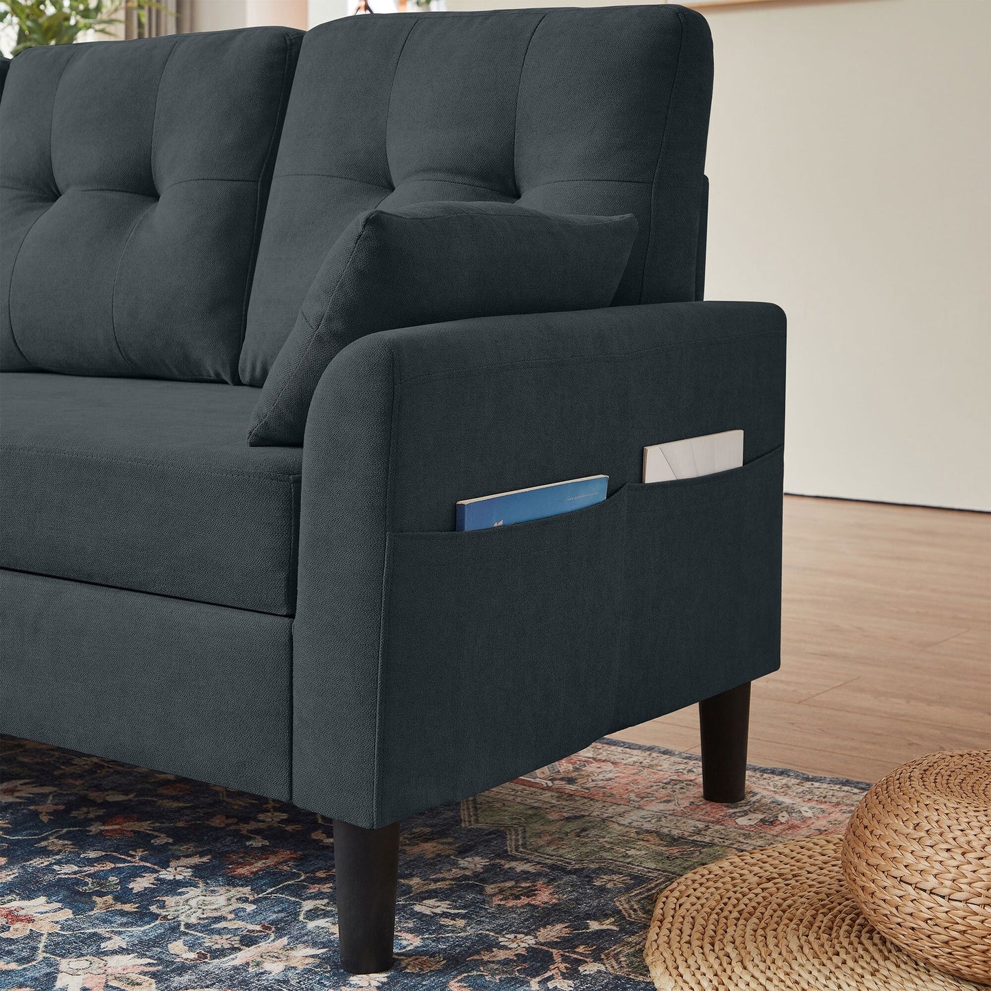 Canapé-lit gigogne rembourré 76,18 avec méridienne de rangement