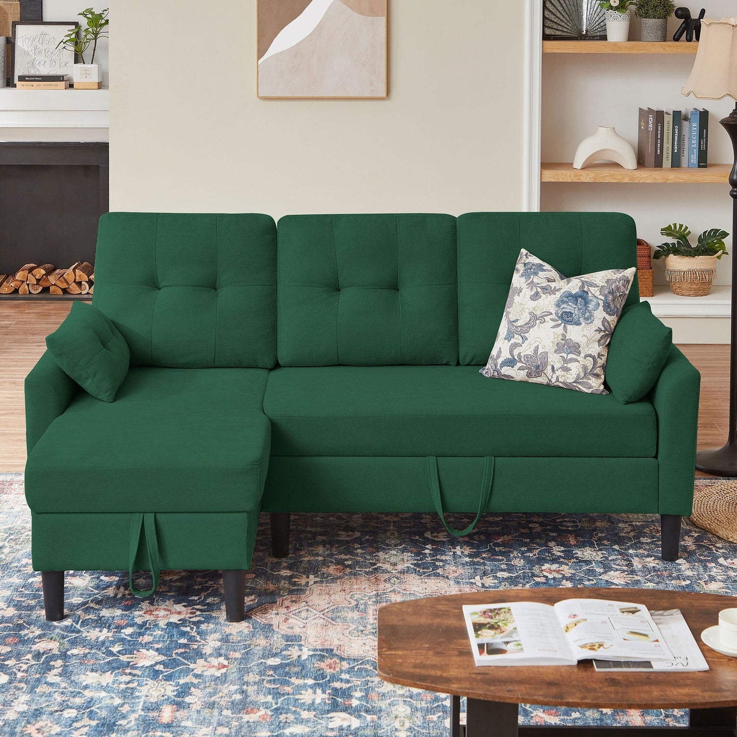 Canapé-lit gigogne rembourré 76,18 avec méridienne de rangement