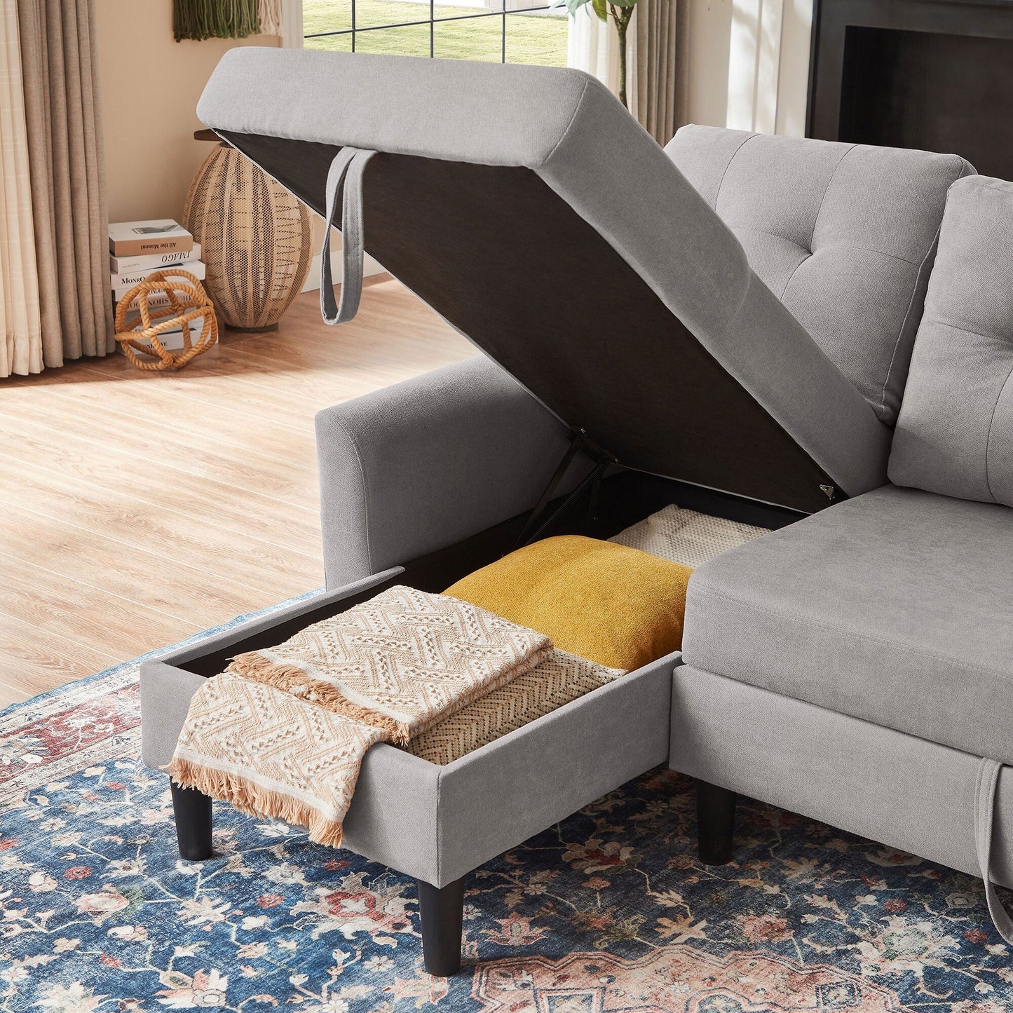 Canapé-lit gigogne rembourré 76,18 avec méridienne de rangement