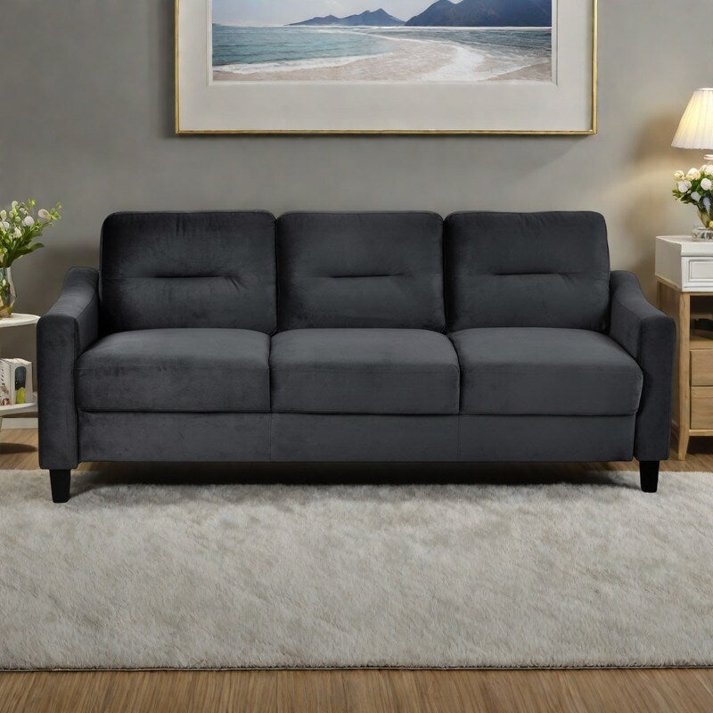 Canapé sectionnel 3 places en velours 76,7 avec coussins amovibles