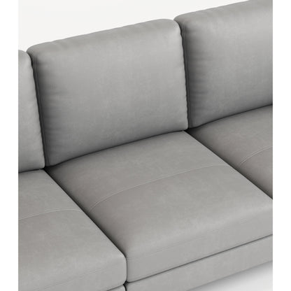 Canapé 3 places en cuir véritable 77 pouces avec chargeur USB, coussins haute résilience et pieds en métal noir