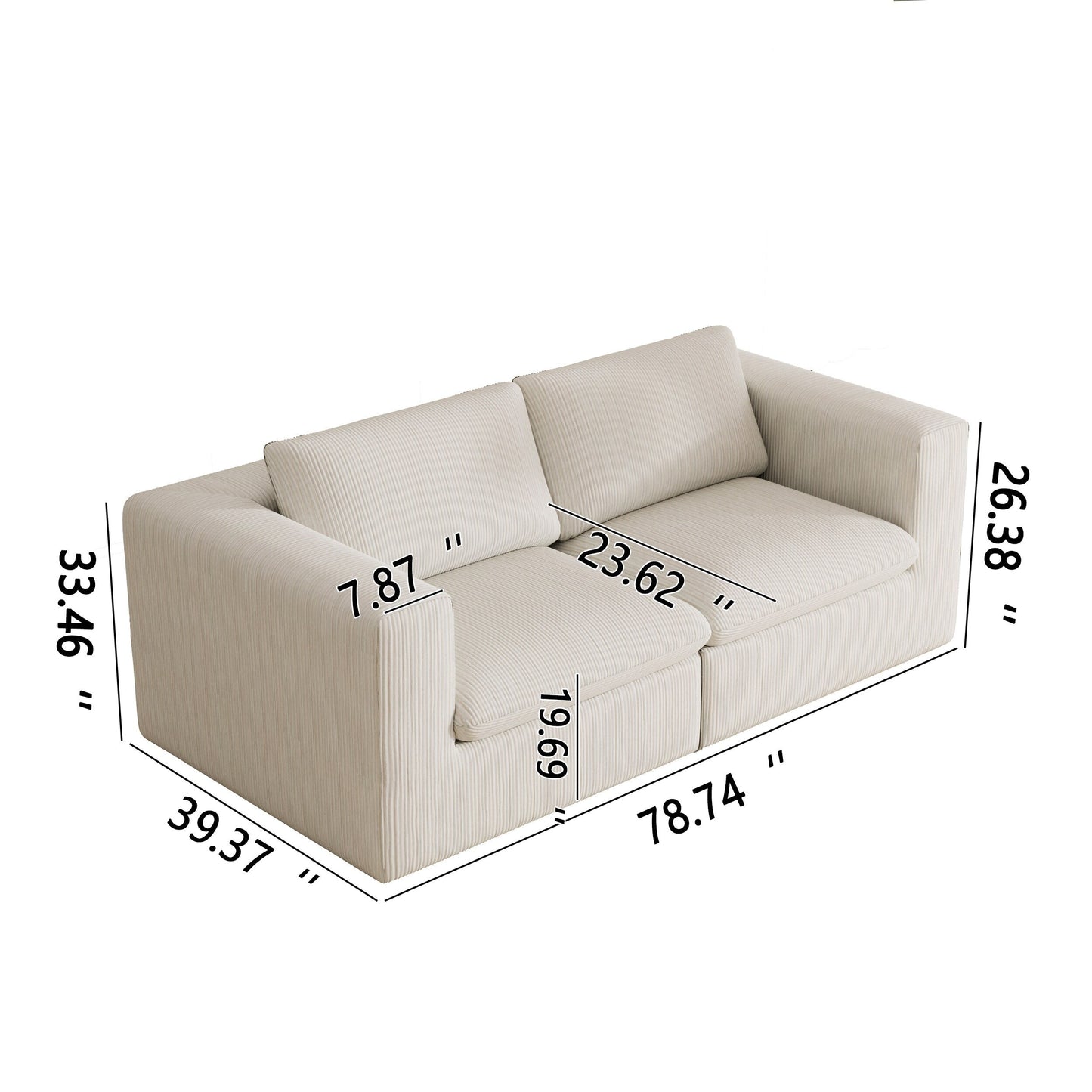 Canapé modulaire Cloud 2 places en velours côtelé 78,74 $ sans assemblage requis