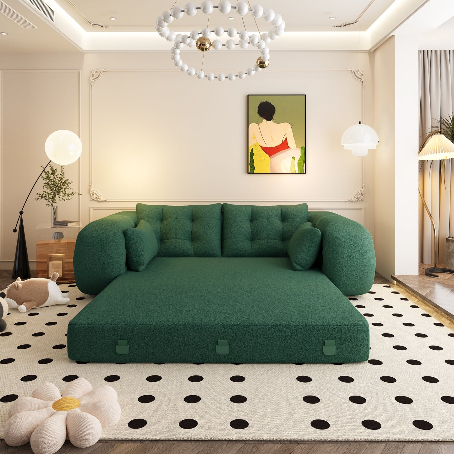 Lit pour chien 78,7 pouces, canapé-lit pliant 3 en 1