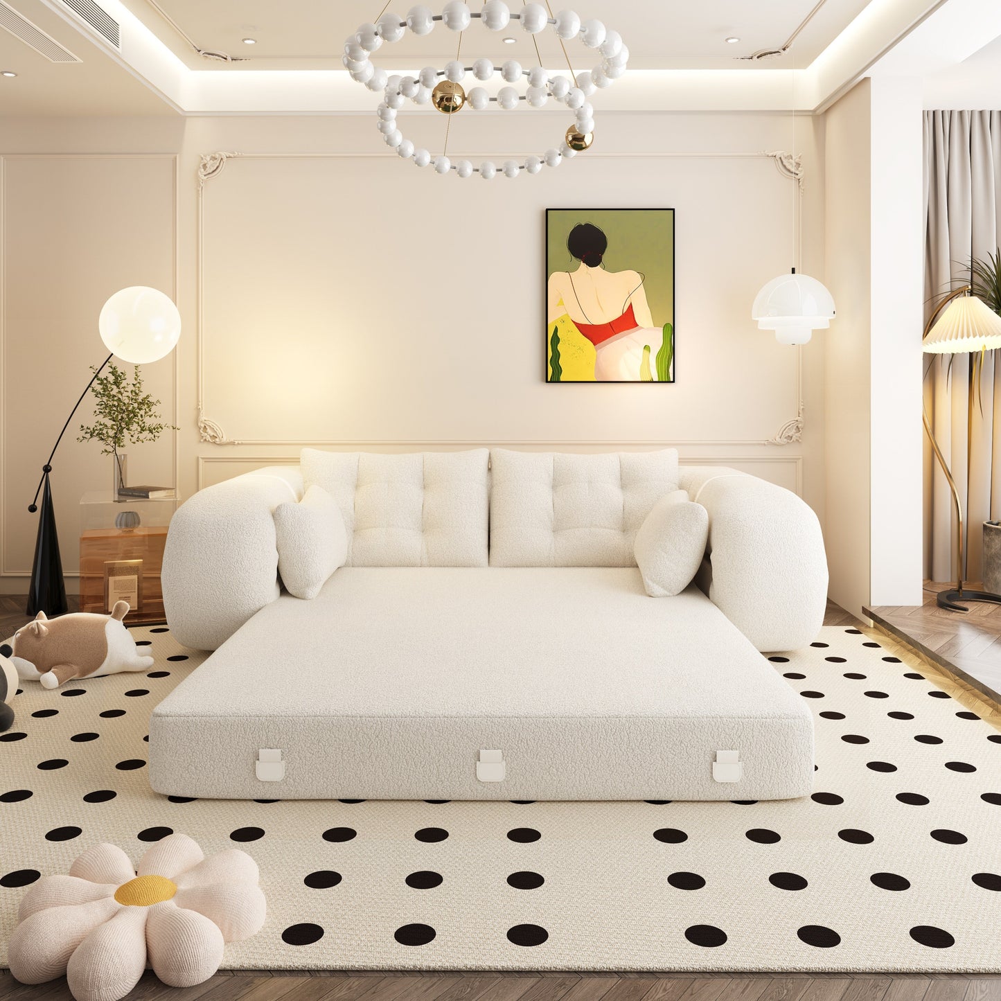 Lit pour chien 78,7 pouces, canapé-lit pliant 3 en 1