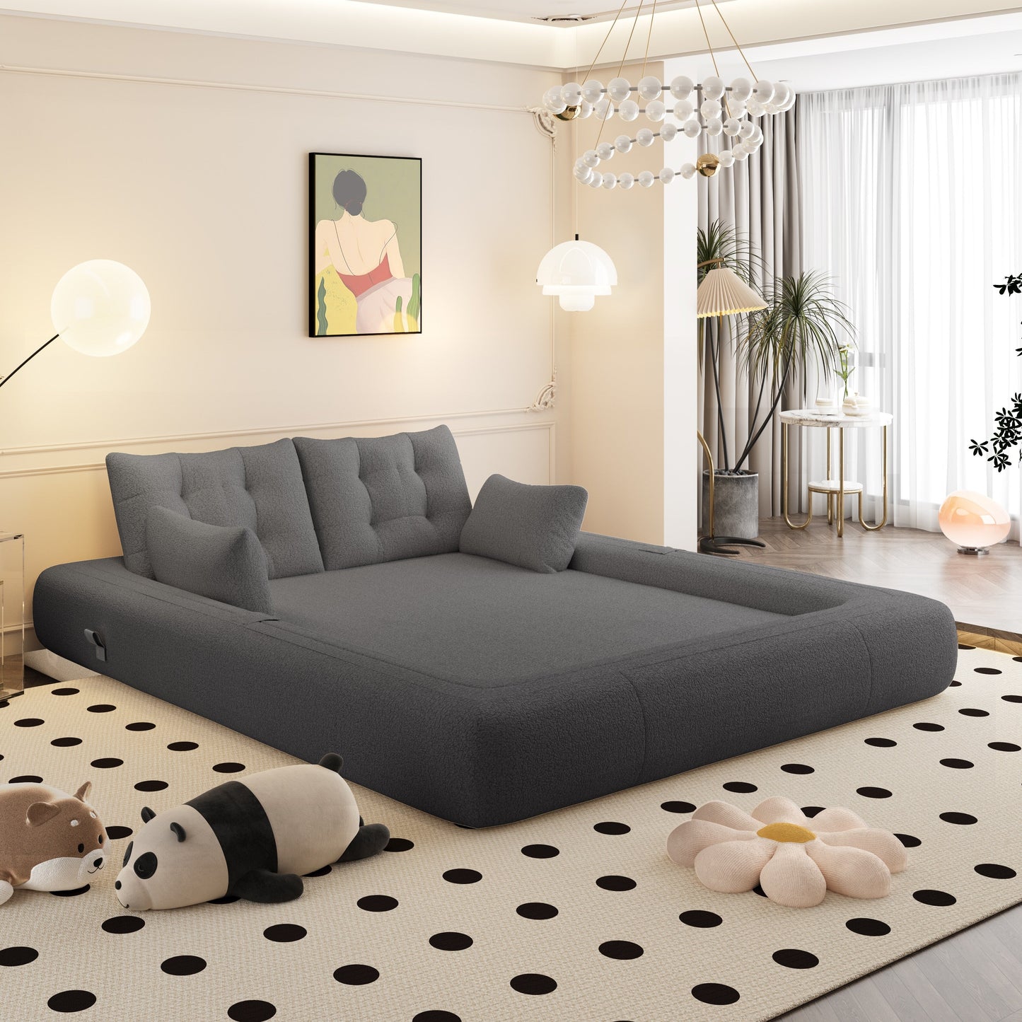 Lit pour chien 78,7 pouces, canapé-lit pliant 3 en 1