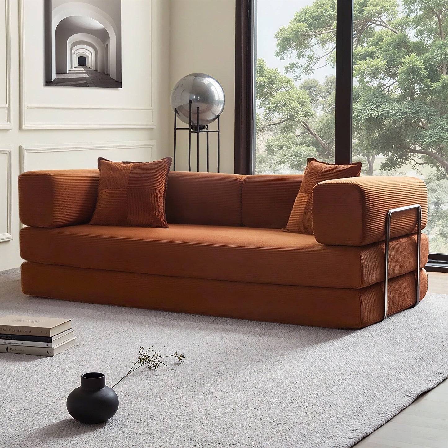 Canapé-lit convertible de 78,8 cm avec coussin de soutien dorsal et accoudoirs