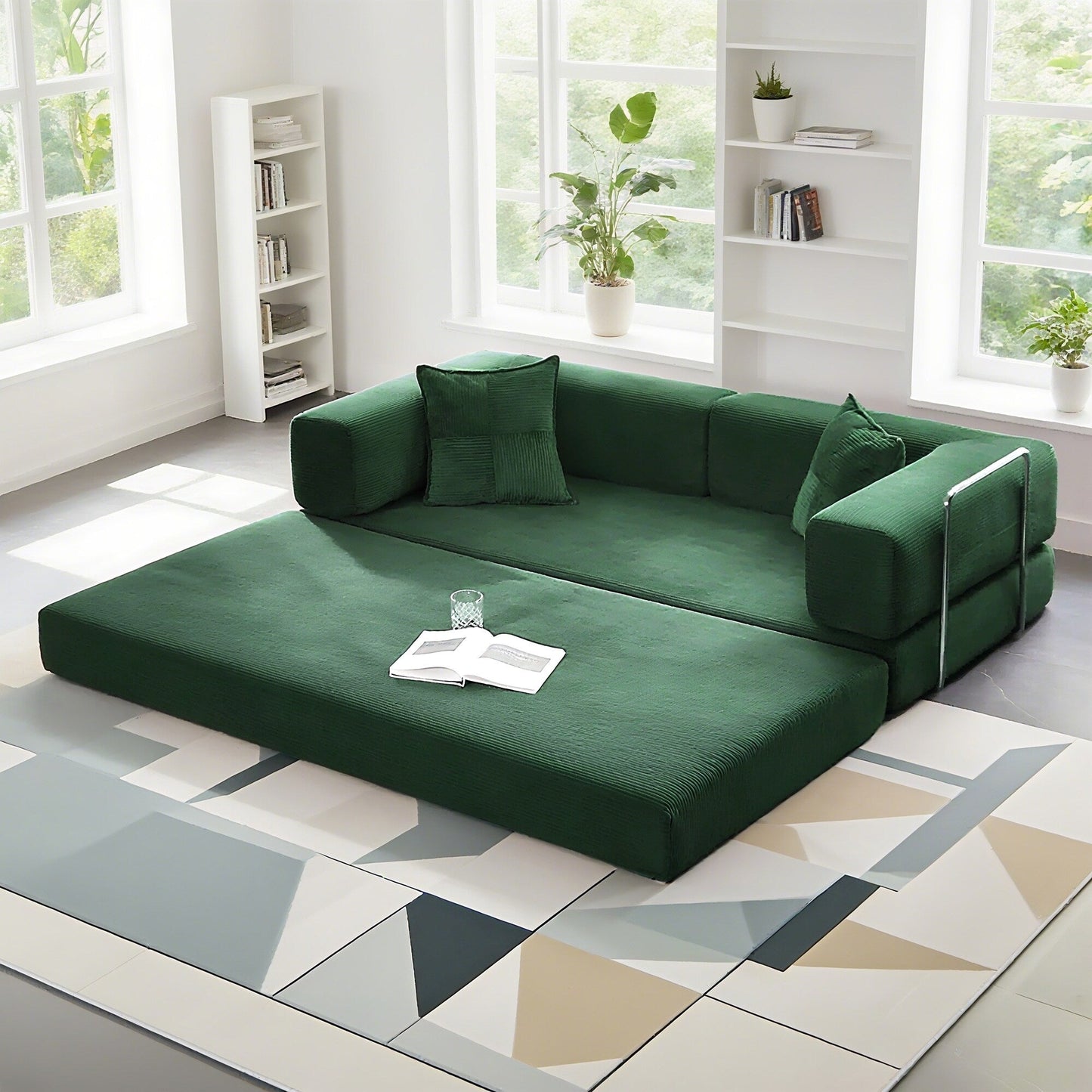 Canapé-lit convertible de 78,8 cm avec coussin de soutien dorsal et accoudoirs