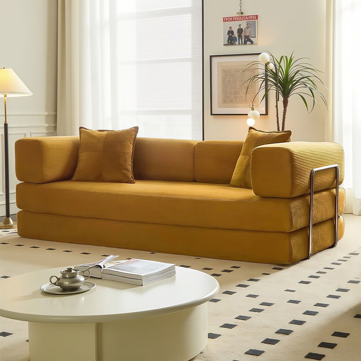 Canapé-lit convertible de 78,8 cm avec coussin de soutien dorsal et accoudoirs