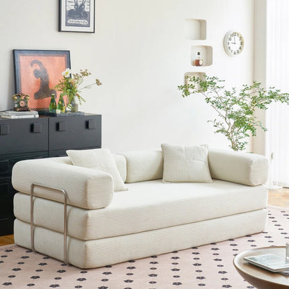 Canapé-lit convertible 78,8 pouces avec oreiller de compression, confortable, futon