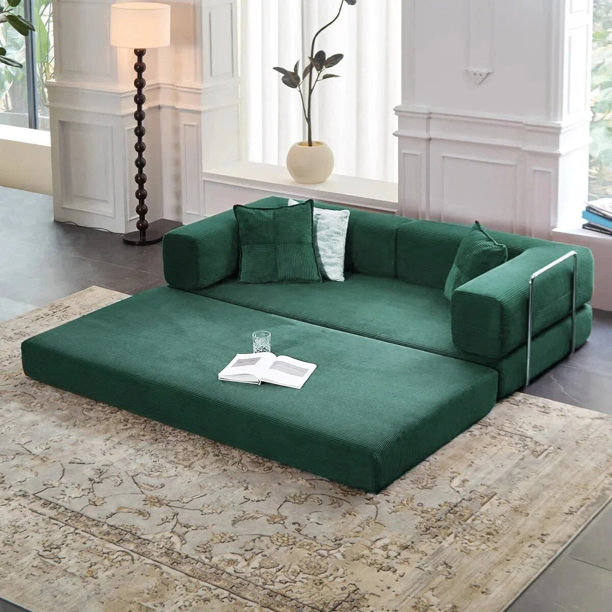 Canapé-lit convertible 78,8 pouces avec oreiller de compression, confortable, futon