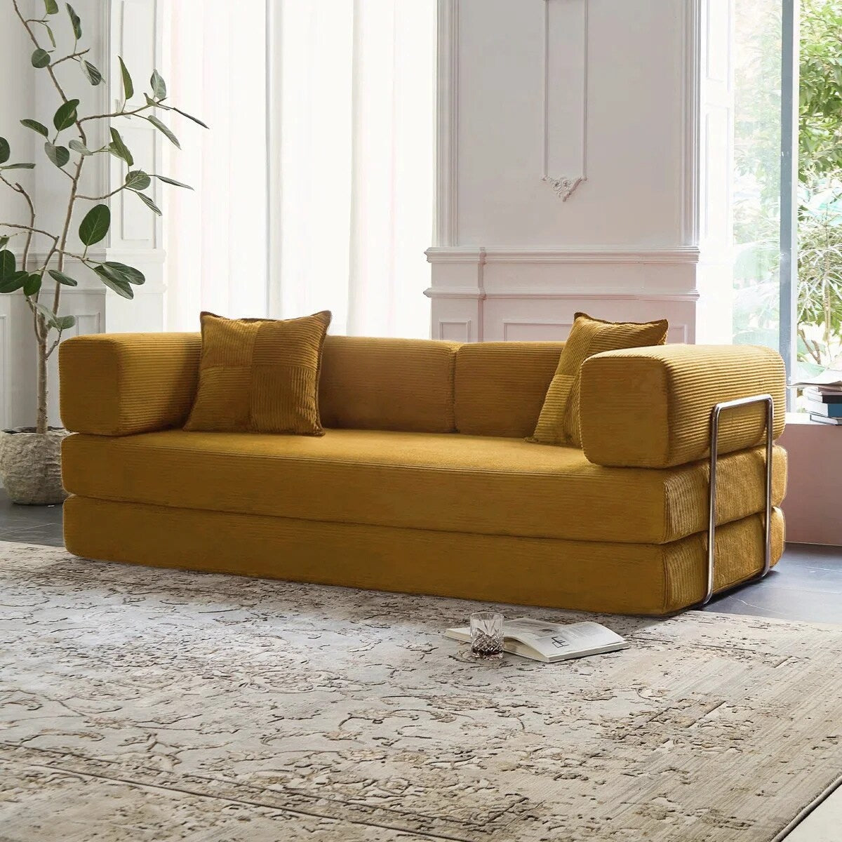 Canapé-lit convertible 78,8 pouces avec oreiller de compression, confortable, futon