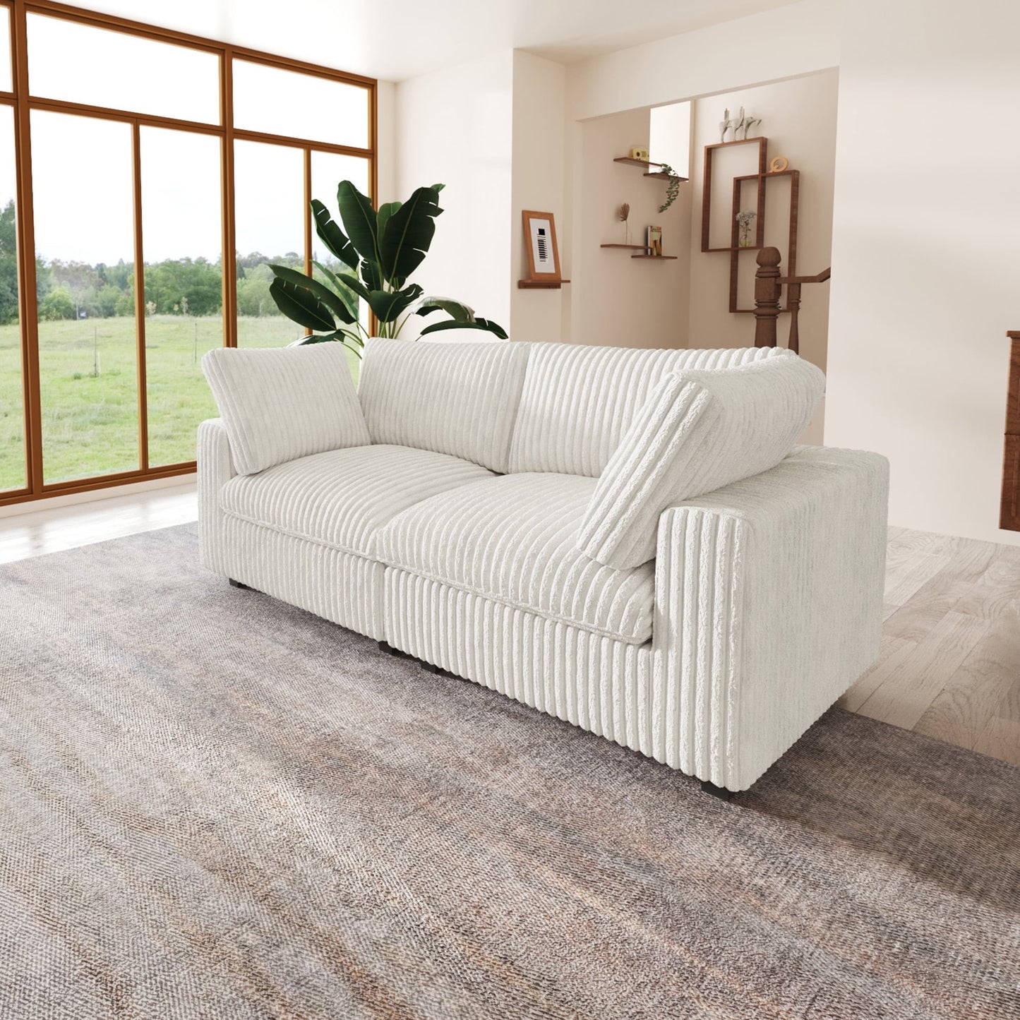 Canapé-lit en tissu pelucheux de 78 po