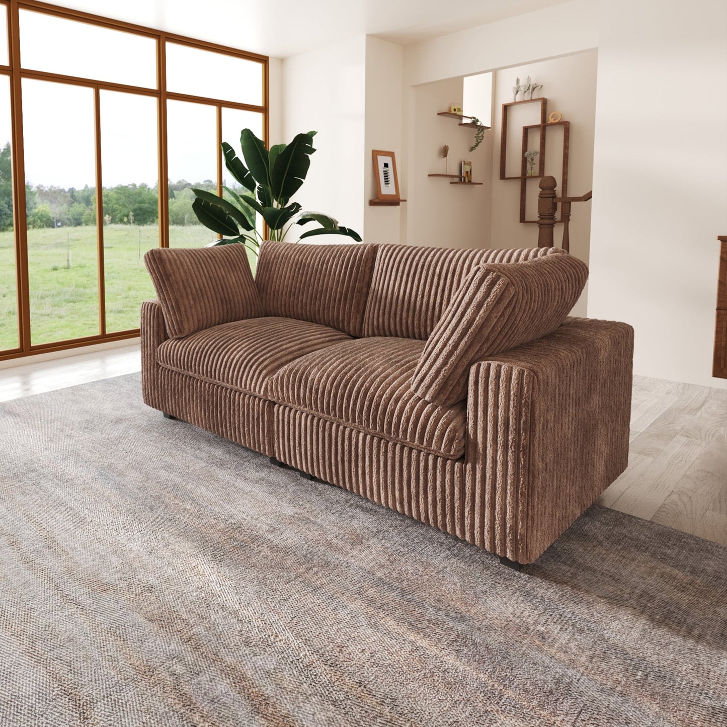 Canapé-lit en tissu pelucheux de 78 po