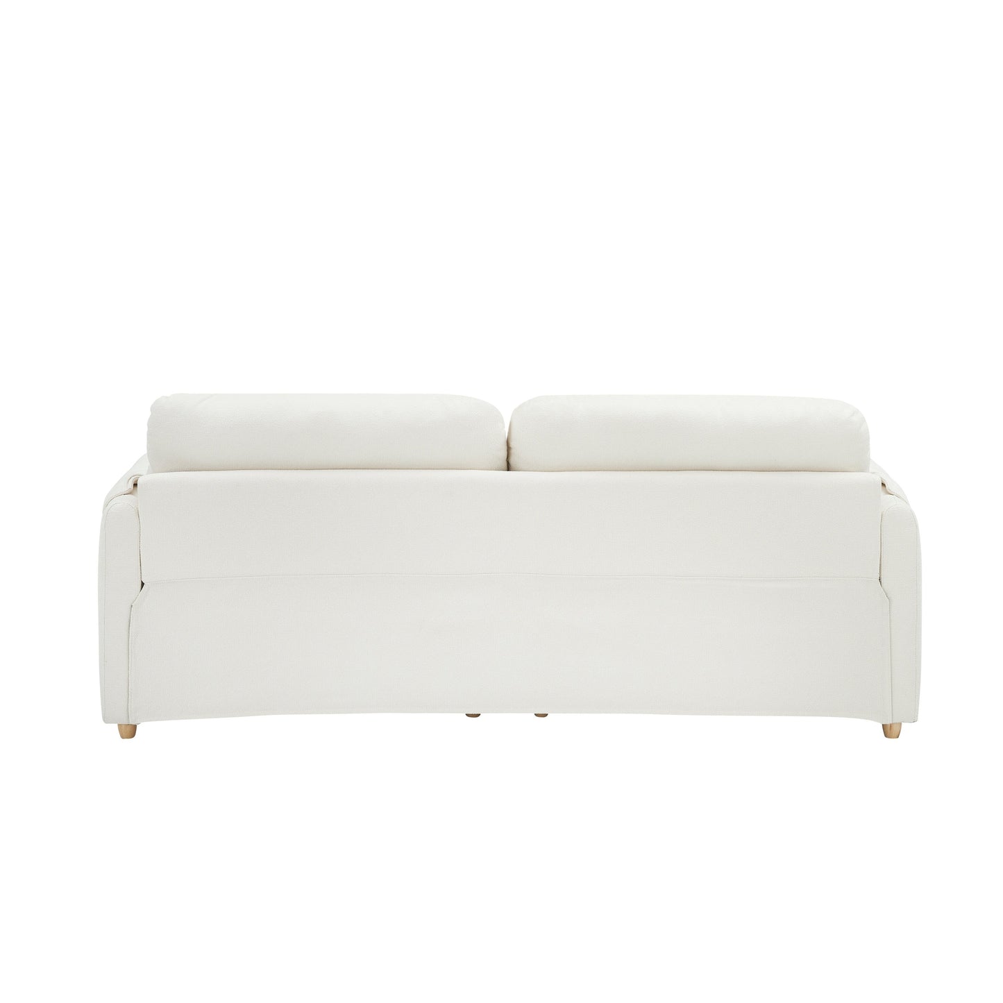 Tissu de canapé en coton et lin Teddy de 79,50 pouces de long, avec pieds longs coniques en métal, bande métallique assortie, élégant et simple - Beige