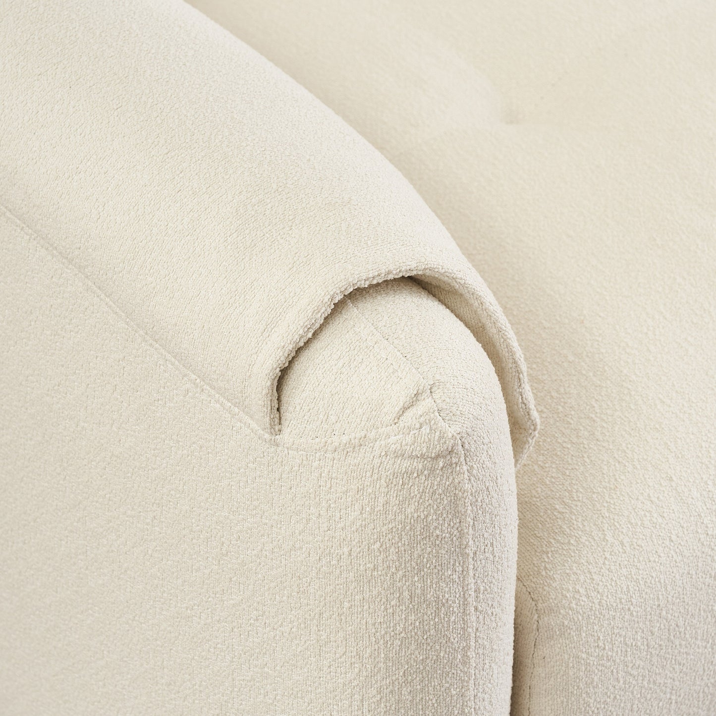 Tissu de canapé en coton et lin Teddy de 79,50 pouces de long, avec pieds longs coniques en métal, bande métallique assortie, élégant et simple - Beige