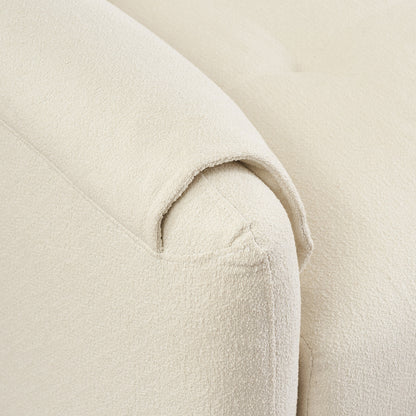 Tissu de canapé en coton et lin Teddy de 79,50 pouces de long, avec pieds longs coniques en métal, bande métallique assortie, élégant et simple - Beige