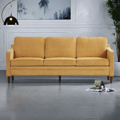 Canapé 3 places classique moderne en tissu 79,5 avec accoudoirs carrés pour salon