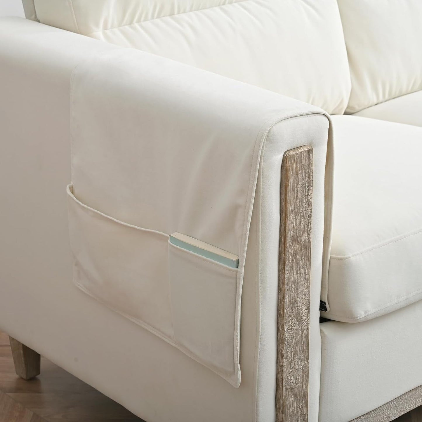 Canapé 3 places moderne de 79,5 pouces avec coussins et accoudoirs, poche latérale pour le salon