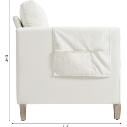 Canapé 3 places moderne de 79,5 pouces avec coussins et accoudoirs, poche latérale pour le salon