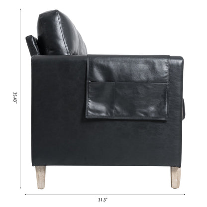 Canapé 3 places en velours massif 79,5" avec assise à ressorts ensachés, dossier en mousse PP et poche de rangement latérale