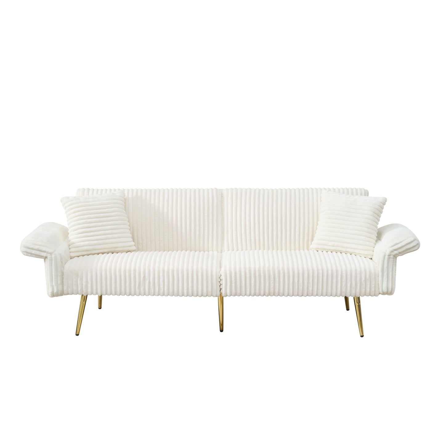 Canapé-lit pliable en velours côtelé 79 avec accoudoirs à 3 positions, mousse haute résilience et pieds en métal