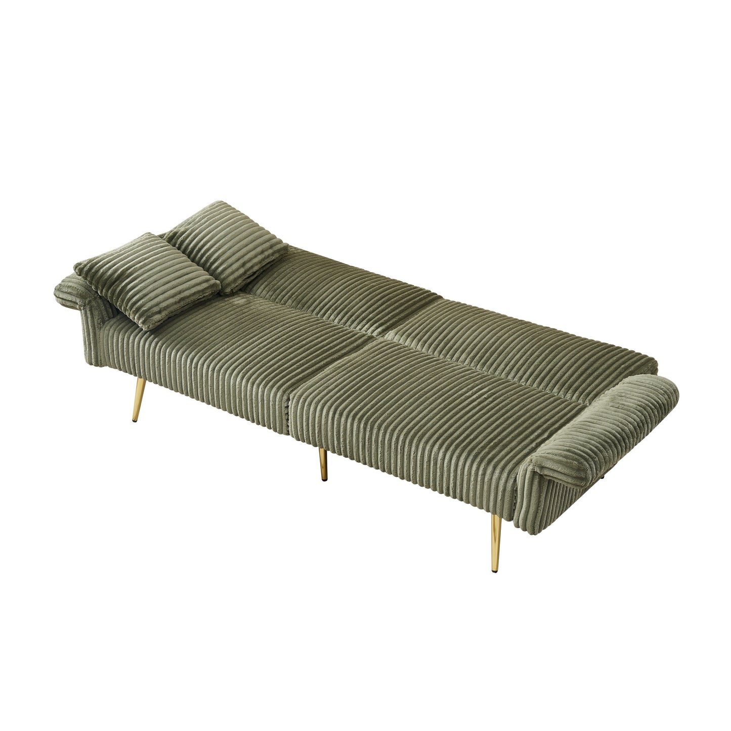 Canapé-lit pliable en velours côtelé 79 avec accoudoirs à 3 positions, mousse haute résilience et pieds en métal