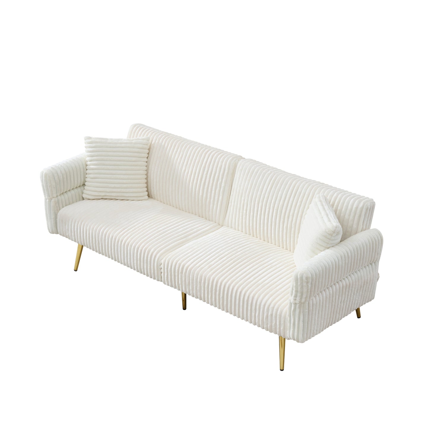 Canapé-lit pliable en velours côtelé 79 avec accoudoirs à 3 positions, mousse haute résilience et pieds en métal