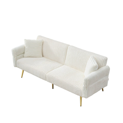 Canapé-lit pliable en velours côtelé 79 avec accoudoirs à 3 positions, mousse haute résilience et pieds en métal