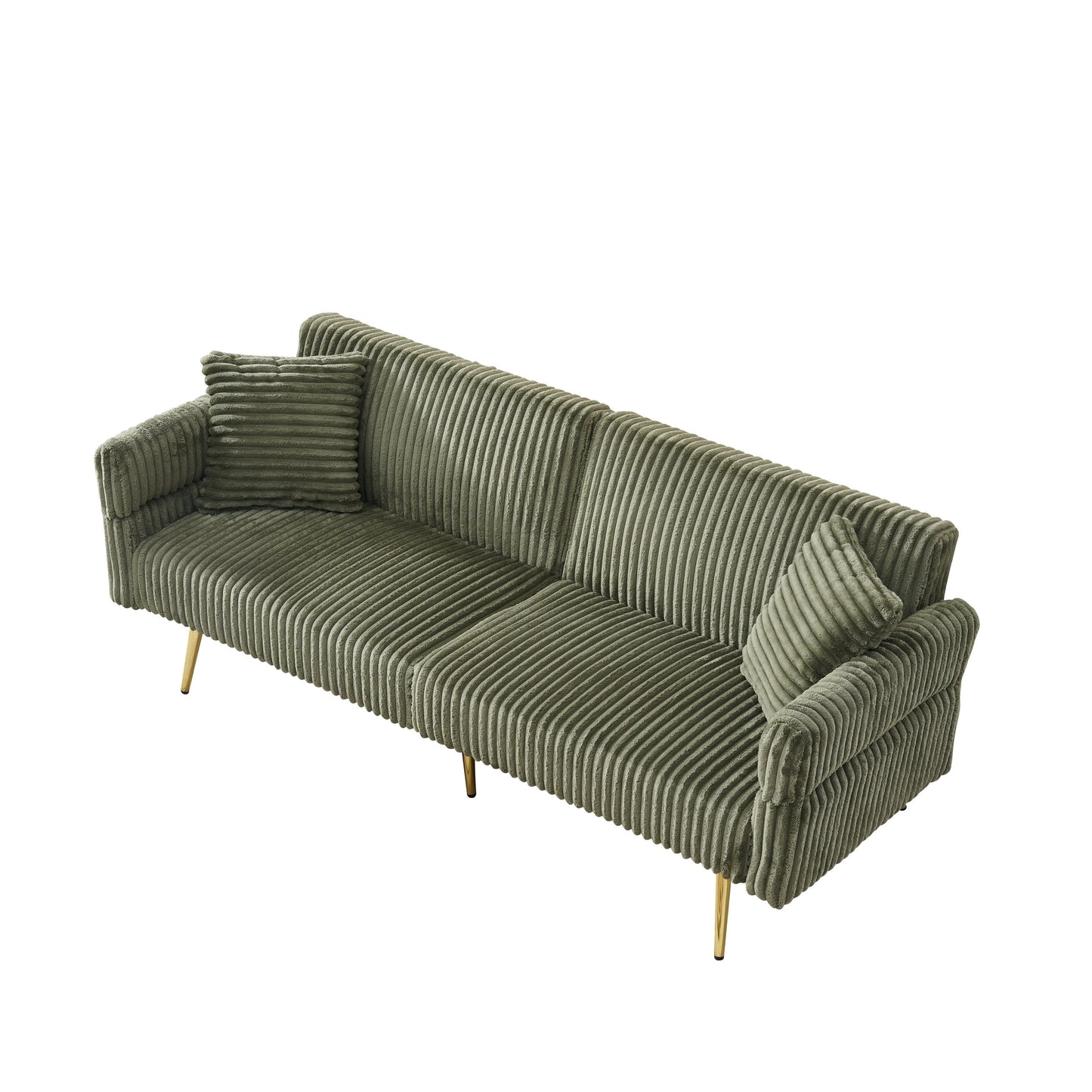 Canapé-lit pliable en velours côtelé 79 avec accoudoirs à 3 positions, mousse haute résilience et pieds en métal