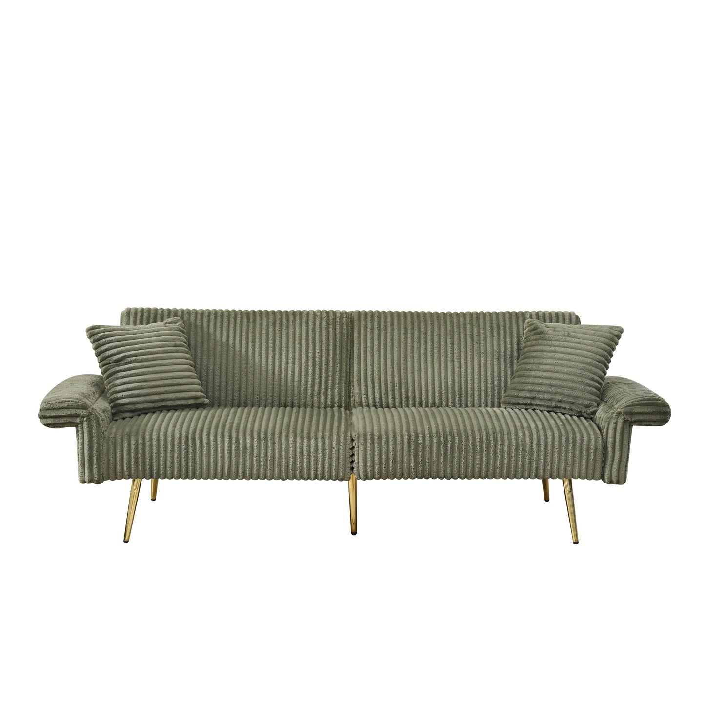 Canapé-lit pliable en velours côtelé 79 avec accoudoirs à 3 positions, mousse haute résilience et pieds en métal