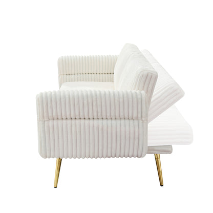 Canapé-lit pliable en velours côtelé 79 avec accoudoirs à 3 positions, mousse haute résilience et pieds en métal