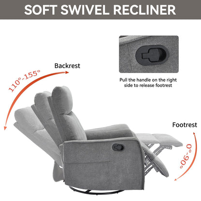 Fauteuil de massage pivotant à 360° avec vibrations en 8 points, dossier réglable, inclinable manuel, avec massage et chauffage lombaire