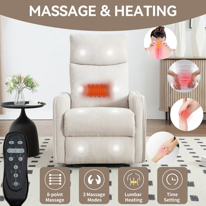 Fauteuil de massage pivotant à 360° avec vibrations en 8 points, dossier réglable, inclinable manuel, avec massage et chauffage lombaire