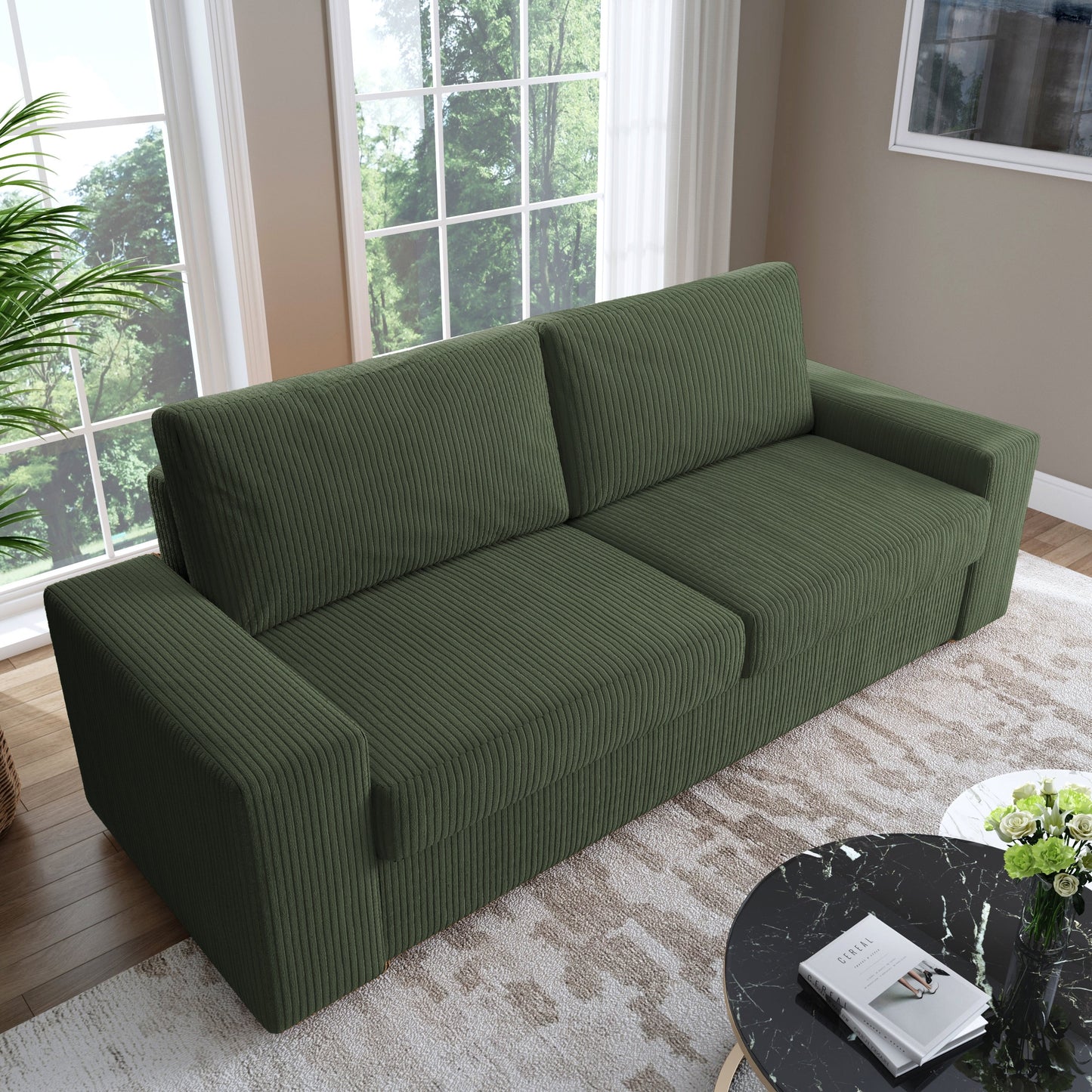 Canapé de salon en velours côtelé de 80,1 po de large