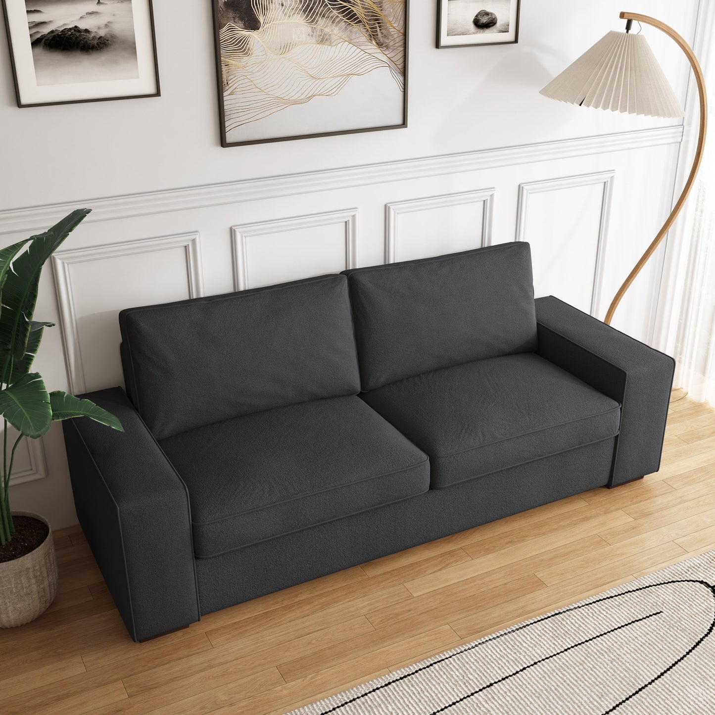 Canapé de salon en velours côtelé de 80,1 po de large